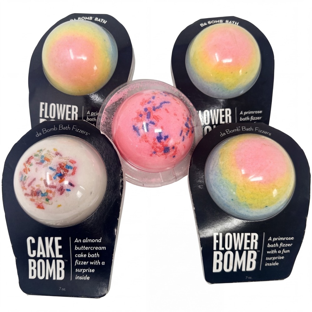 5 Pack Da Bomb Large Size Bath Fizzers Flower Cake Candy Bomb  (7 Oz Each)
